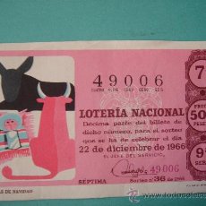 Lotería Nacional: DÉCIMO DE LOTERÍA NACIONAL DEL 22-XII-1966, SORTEO 36/69. ADMÓN Nº 2 DE LEÓN.. Lote 29271256