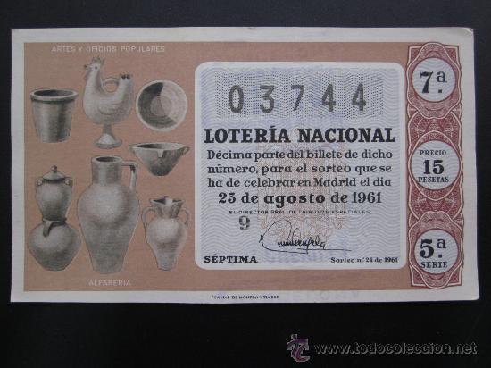 Nationale spanische Lotterie: DECIMO DE LOTERIA NACIONAL, 25 DE AGOSTO DE 1961, Sorteo n&ordm; 24