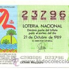 Lotería Nacional: LOTNAC42-89. LOTERIA NACIONAL SORTEO Nº 42 DE 1989. QUINTO CENTENARIO. Lote 30301972