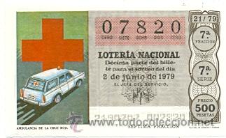 Loter&iacute;a Nacional: lotnac79-21. Loteria Nacional sorteo n&ordm; 21 de 1979. Ambulancia de la Cruz Roja