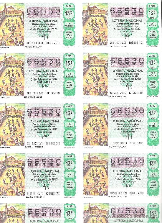 Nationale spanische Lotterie: 1 BILLETE LOTERIA DEL SABADO - 6 FEBRERO 1982 - 5/82 - MUNDIAL FUTBOL ESPA&Ntilde;A - EL JUEGO DEL CALCIO