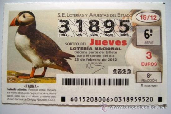 Lotaria Nacional: -- FAUNA -- FRAILECILLO ATLANTICO (23-02-12)
