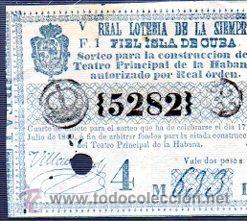 National Spanish Lottery: LOTERIA NACIONAL DE 1840, EMPEDRADO, CUBA