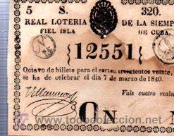 Nationale spanische Lotterie: LOTERIA NACIONAL DE CUBA. 7 DE MARZO DE 1840