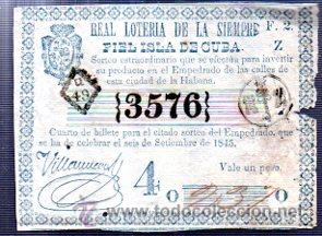 Nationale spanische Lotterie: LOTERIA NACIONAL DE CUBA, EMPEDRADO, 1845