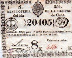 Lotteria Nationale Spagnola: LOTERIA NACIONAL DE CUBA. 21 DE ABRIL DE 1842