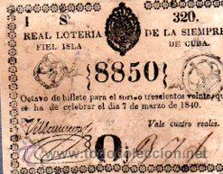 Lotaria Nacional: LOTERIA NACIONAL DE CUBA. 7 MARZO DE 1840