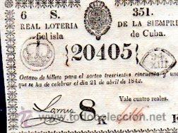 Lotteria Nationale Spagnola: LOTERIA NACIONAL DE CUBA. 21 DE ABRIL DE 1840