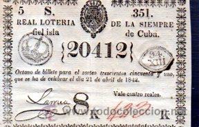 Lotteria Nationale Spagnola: LOTERIA NACIONAL DE CUBA. 21 DE ABRIL DE 1842