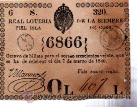 Nationale spanische Lotterie: LOTERIA NACIONAL DE CUBA. 7 MARZO DE 1840