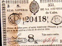 Nationale spanische Lotterie: LOTERIA NACIONAL DE CUBA. 21 ABRIL DE 1842