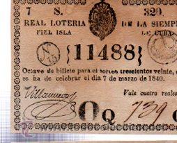 Lotteria Nationale Spagnola: LOTERIA NACIONAL DE CUBA. 7 MARZO DE 1840