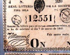 Lotteria Nationale Spagnola: LOTERIA NACIONAL DE CUBA. 7 MARZO DE 1840