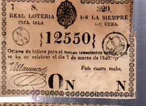 Lotteria Nationale Spagnola: LOTERIA NACIONAL DE CUBA. 7 DE MARZO DE 1840