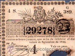 Lotteria Nationale Spagnola: LOTERIA NACIONAL DE CUBA. 20 DE SEPTIEMBRE DE 1844