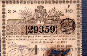 Lotteria Nationale Spagnola: LOTERIA NACIONAL DE CUBA. 20 DE SEPTIEMBRE DE 1844