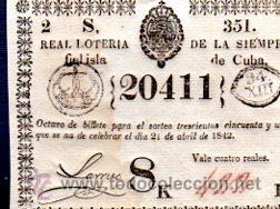 Nationale spanische Lotterie: LOTERIA NACIONAL DE CUBA. 21 DE ABRIL DE 1842