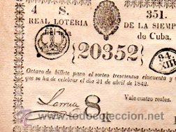 Nationale spanische Lotterie: LOTERIA NACIONAL DE CUBA. 21 DE ABRIL DE 1842