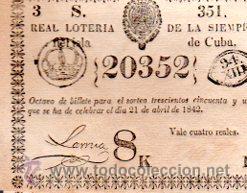 Nationale spanische Lotterie: LOTERIA NACIONAL DE CUBA. 21 DE ABRIL DE 1842