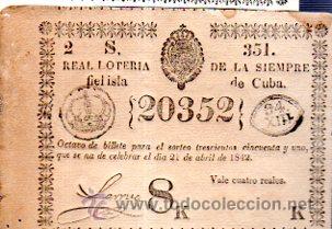 Nationale spanische Lotterie: LOTERIA NACIONAL DE CUBA. 21 DE ABRIL DE 1842