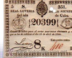 Nationale spanische Lotterie: LOTERIA NACIONAL DE CUBA. 21 DE ABRIL DE 1842