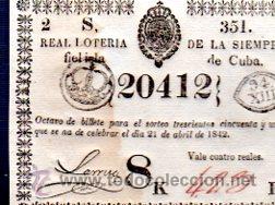 Nationale spanische Lotterie: LOTERIA NACIONAL DE CUBA. 21 DE ABRIL DE 1842