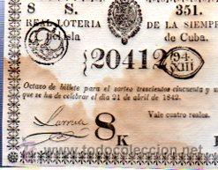 Nationale spanische Lotterie: LOTERIA NACIONAL DE CUBA. 21 DE ABRIL DE 1842