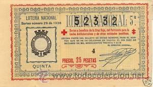 1936. loteria nacional. sorteo 29. cruz roja. e - Comprar ...