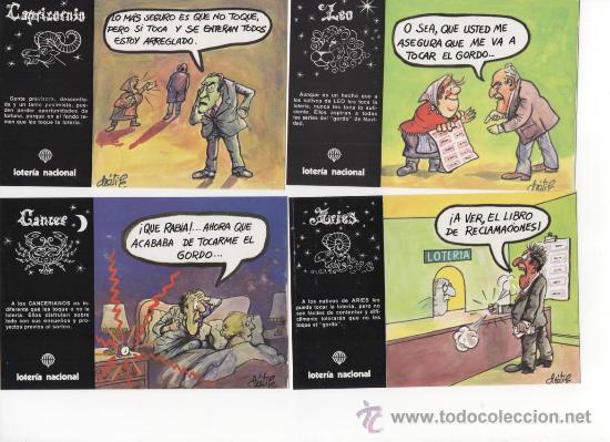 National Spanish Lottery: 12 postales Loter&iacute;a Nacional - Serie R ( Zodiaco, hor&oacute;scopos ) 1981