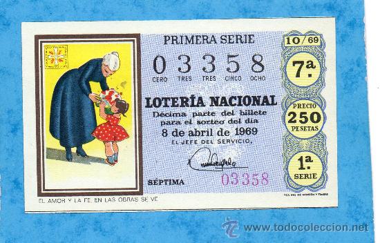 Nationale spanische Lotterie: LOTERIA NACIONAL SORTEO 10 DE 1969