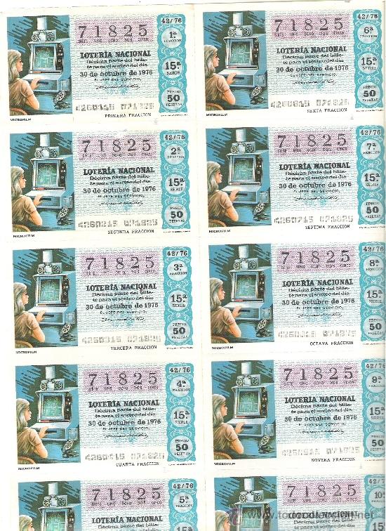 Loterie Nationale: 1 BILLETE LOTERIA DEL SABADO - 30 OCTUBRE 1976 - 42/76 - INVENTOS - ( MICROFILM )