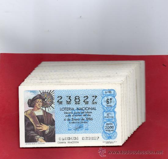 Loter&iacute;a nacional: LOTERIA A&Ntilde;O COMPLETO DE LOS SABADOS 1986