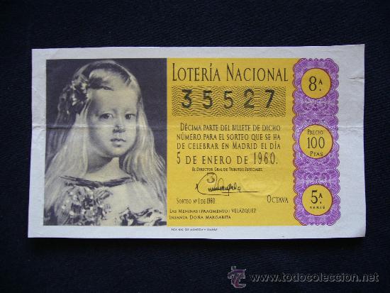 National Spanish Lottery: Loteria Nacional 35527. 5 de enero de 1960. 8&ordf; Serie 5&ordf;.