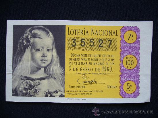 Loterie Nationale: Loteria Nacional 35527. 5 de enero de 1960. 7&ordf; Serie 5&ordf;.