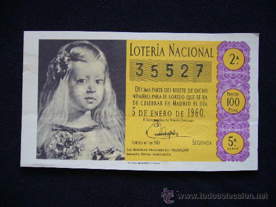 Loterie Nationale: Loteria Nacional 35527. 5 de enero de 1960. 2&ordf; Serie 5&ordf;.