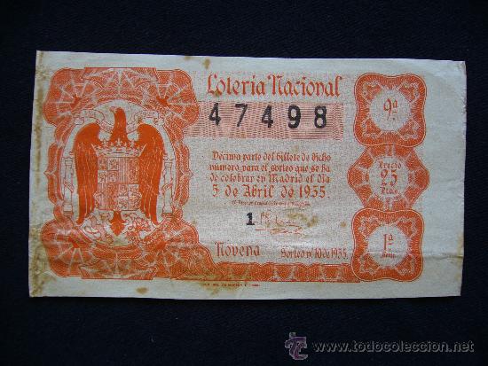 National Spanish Lottery: Loteria Nacional 47498. 5 de Abril de 1955. 9&ordf; Serie 1&ordf;.