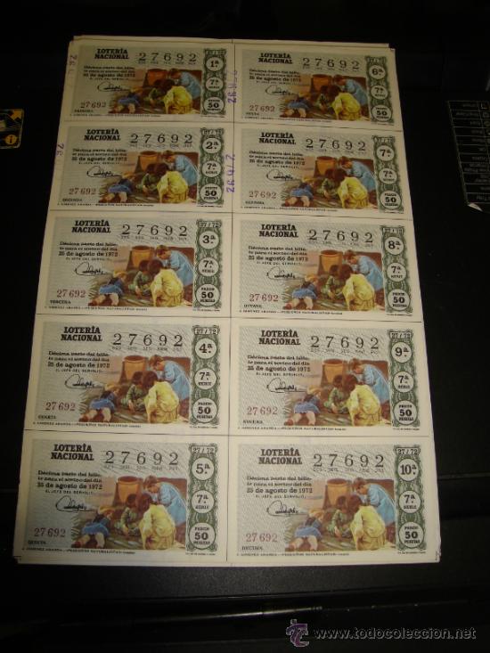 Loterie Nationale: PLIEGO LOTERIA NACIONAL 1972. SORTEO 27