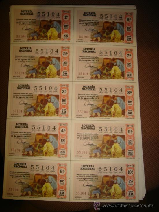 Loterie Nationale: PLIEGO LOTERIA NACIONAL 1972. SORTEO 27