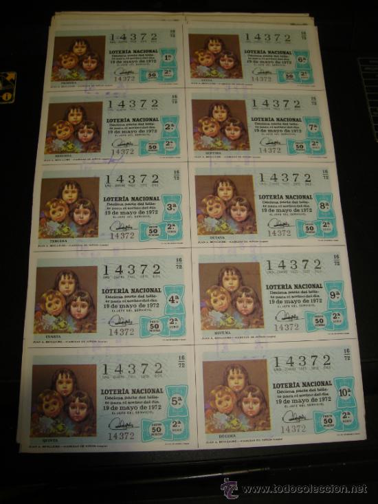 Loterie Nationale: PLIEGO LOTERIA NACIONAL 1972. SORTEO 16