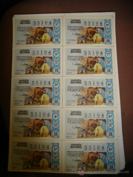 Loterie Nationale: PLIEGO LOTERIA NACIONAL 1972. SORTEO 27