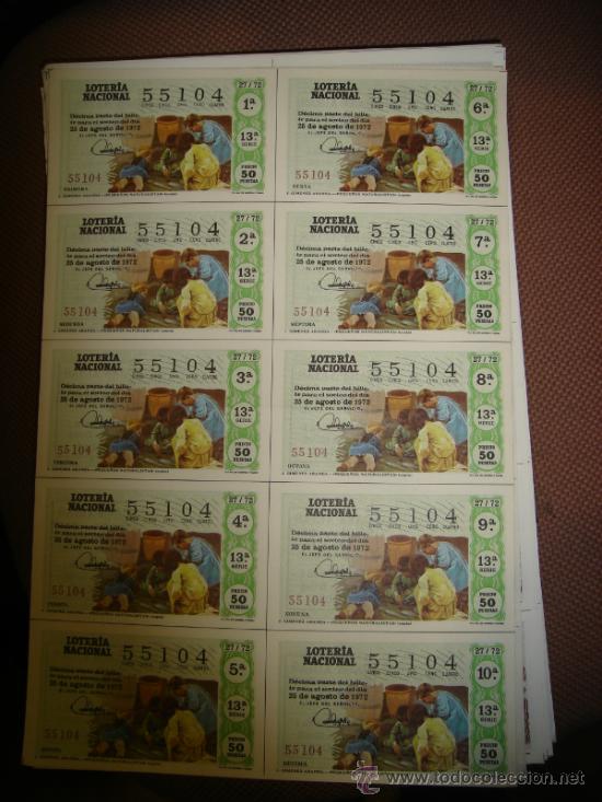 Loterie Nationale: PLIEGO LOTERIA NACIONAL 1972. SORTEO 27