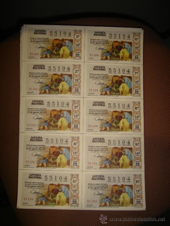 Loterie Nationale: PLIEGO LOTERIA NACIONAL 1972. SORTEO 27
