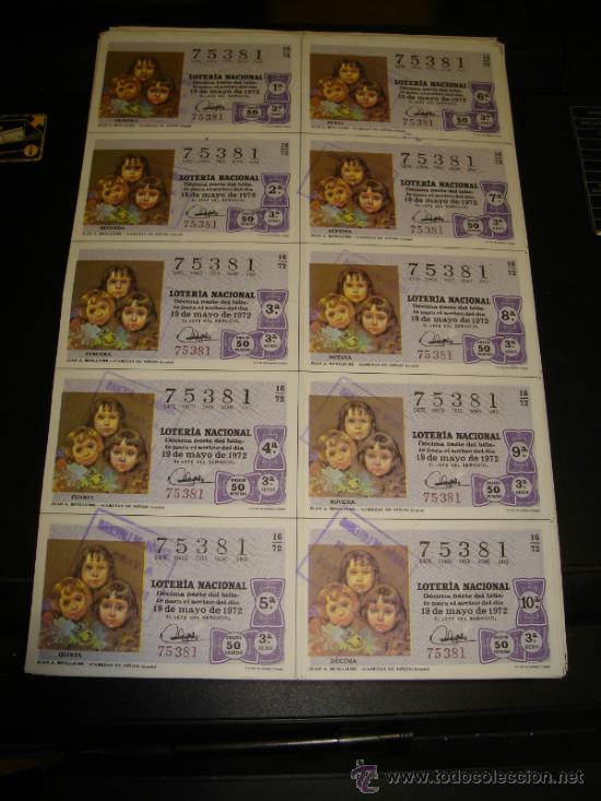 Loterie Nationale: PLIEGO LOTERIA NACIONAL 1972. SORTEO 16