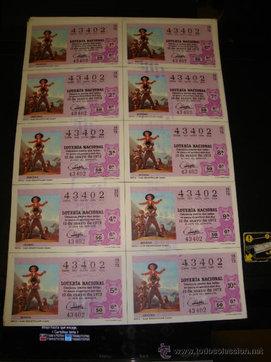 Loterie Nationale: PLIEGO LOTERIA NACIONAL 1972. SORTEO 15