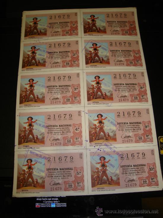 Loterie Nationale: PLIEGO LOTERIA NACIONAL 1972. SORTEO 15