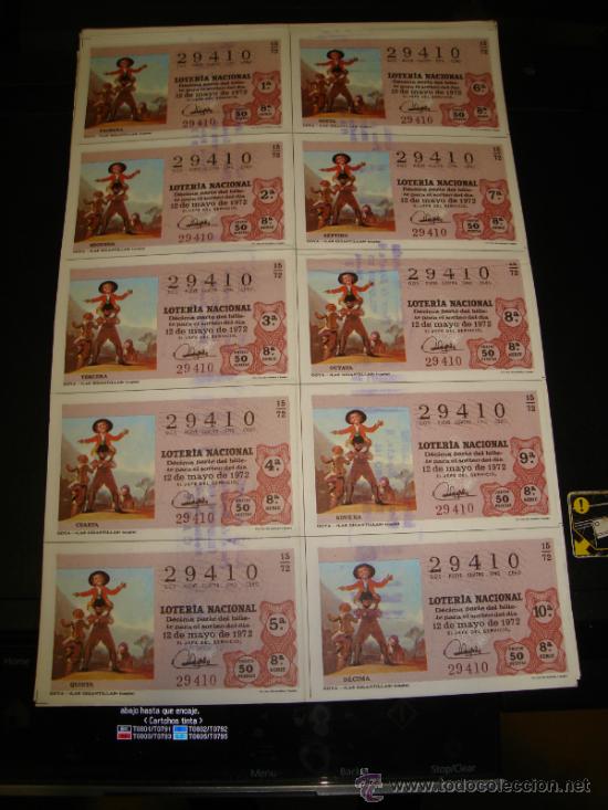 Loterie Nationale: PLIEGO LOTERIA NACIONAL 1972. SORTEO 15