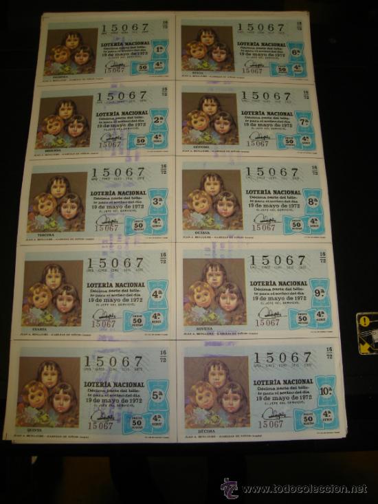 Loterie Nationale: PLIEGO LOTERIA NACIONAL 1972. SORTEO 16