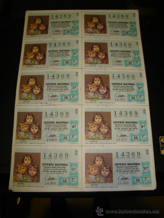 Loterie Nationale: PLIEGO LOTERIA NACIONAL 1972. SORTEO 16