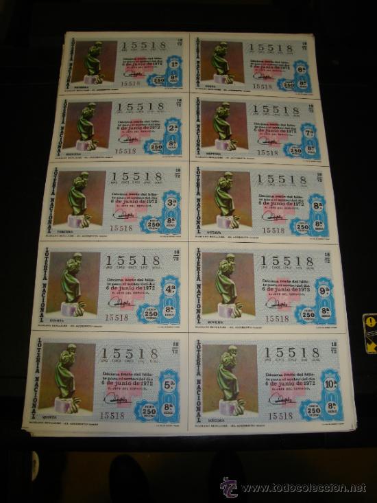 Loterie Nationale: PLIEGO LOTERIA NACIONAL 1972. SORTEO 18