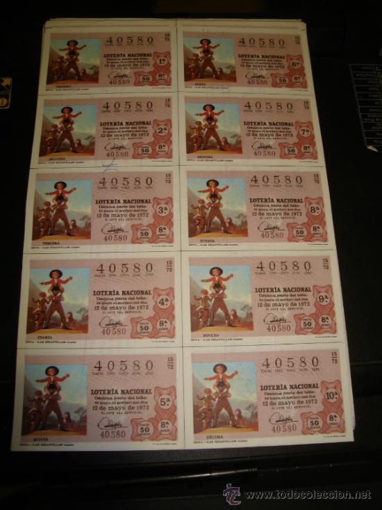 Loterie Nationale: PLIEGO LOTERIA NACIONAL 1972. SORTEO 15
